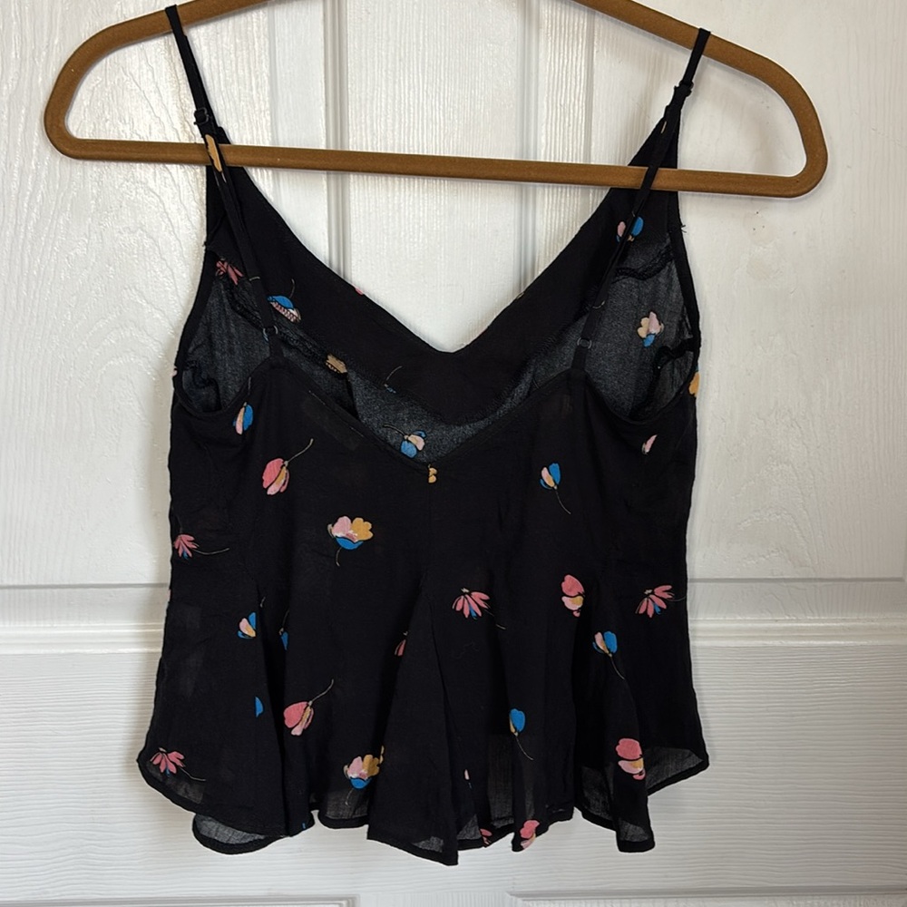 NEW NWT FREE PEOPLE Floral Black Corset Cami Top Size XS 100% Viscose adjustable - Picture 2 of 9
